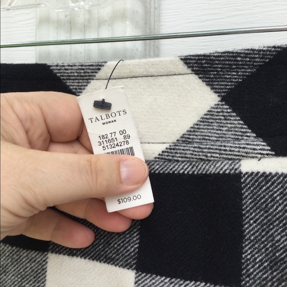 NWT Talbots Cream & Black Buffalo Plaid Wool Blend - Picture 3 of 7